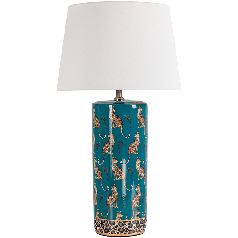 Настольная лампа с абажуром Leopard Lampshade Emerald Изумрудный Белый Коричневый Настольная лампа с абажуром Leopard Lampshade Emerald Изумрудный Белый Коричневый в Костроме | Loft Concept