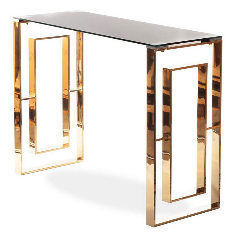 Консоль Milan II Console Золотой Прозрачное Стекло Консоль Milan II Console Золотой Прозрачное Стекло в Костроме | Loft Concept