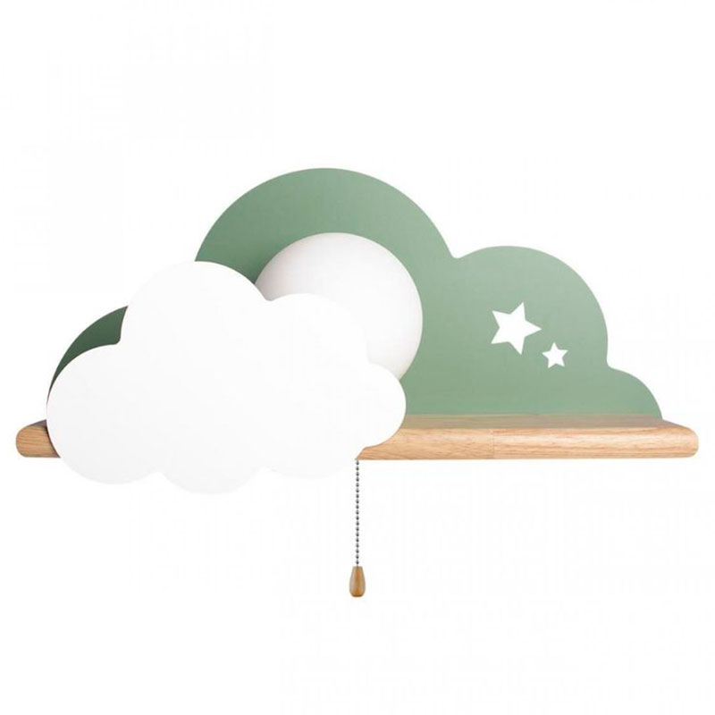 Бра с полкой зелёное Облако Wall Lamp Green Cloud Зеленый Древесина Бра с полкой зелёное Облако Wall Lamp Green Cloud Зеленый Древесина в Костроме | Loft Concept