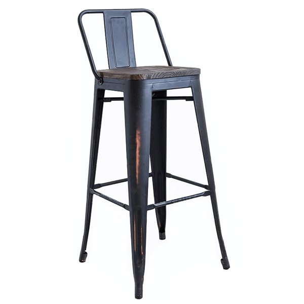 Барный стул Tolix Bar Stool Wood Черный матовый Барный стул Tolix Bar Stool Wood Черный матовый в Костроме | Loft Concept
