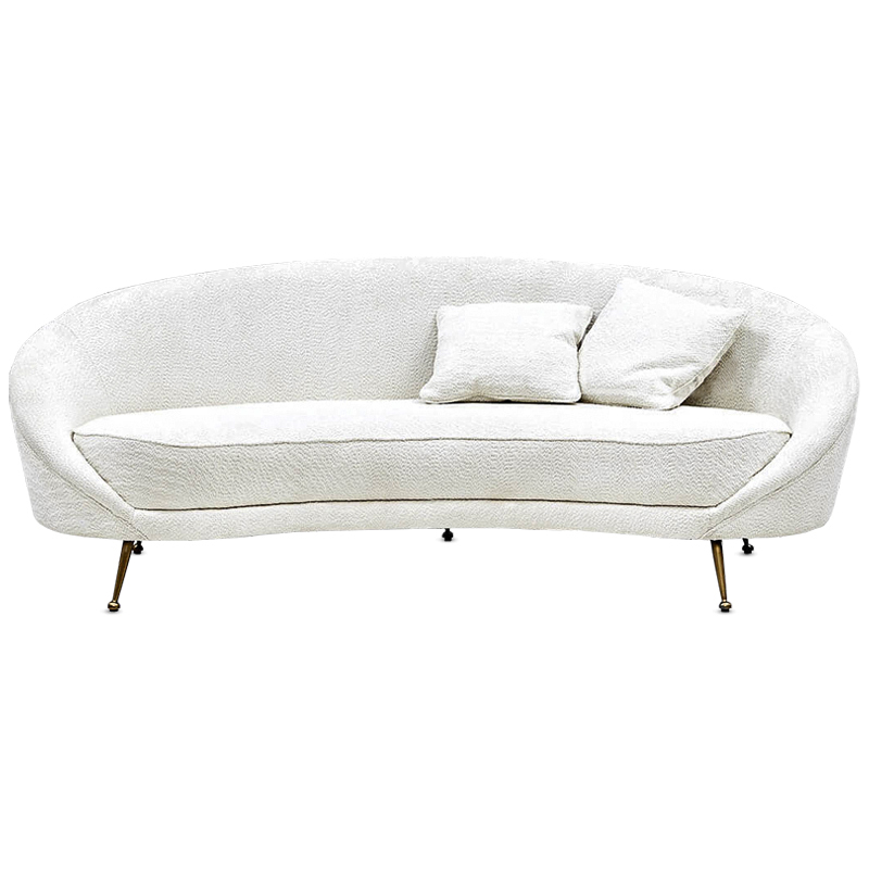 Диван с обивкой из ткани букле Manuel Sofa Белый Белый Латунь Диван с обивкой из ткани букле Manuel Sofa Белый Белый Латунь в Костроме | Loft Concept