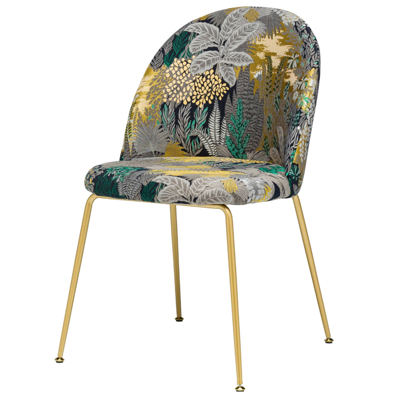 Jungle chair Стул обивка Джунгли жакард Изумрудный Бежевый Золотой Jungle chair Стул обивка Джунгли жакард Изумрудный Бежевый Золотой в Костроме | Loft Concept