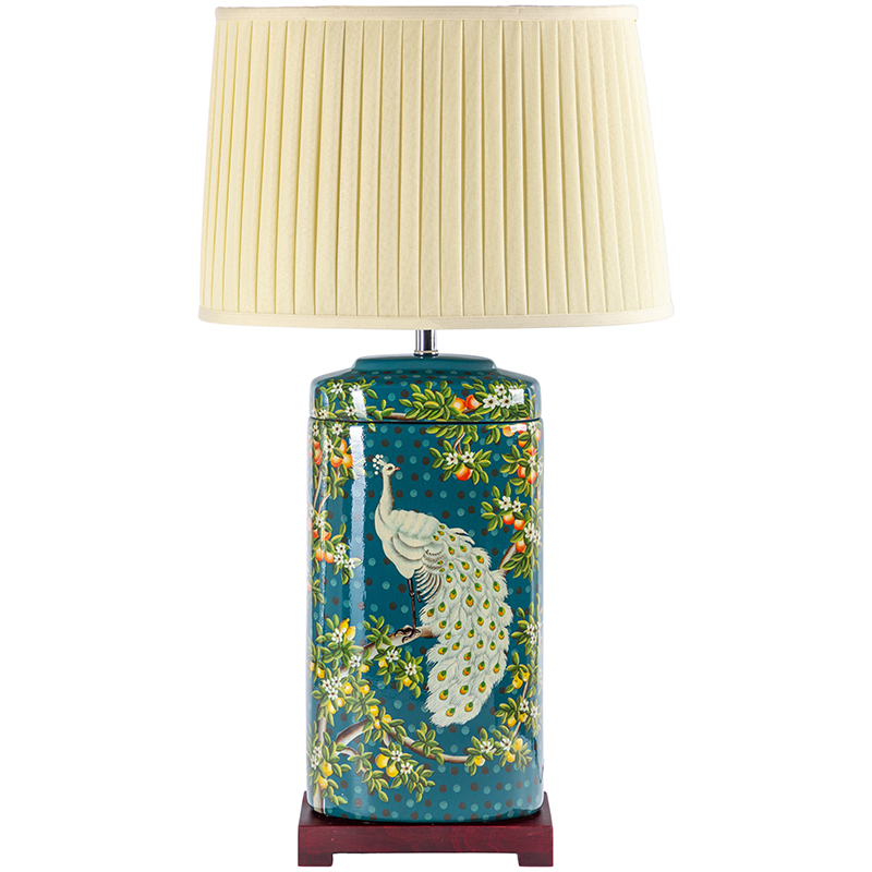 Настольная лампа White Peacock Lampshade Изумрудный Бежевый Мульти Настольная лампа White Peacock Lampshade Изумрудный Бежевый Мульти в Костроме | Loft Concept