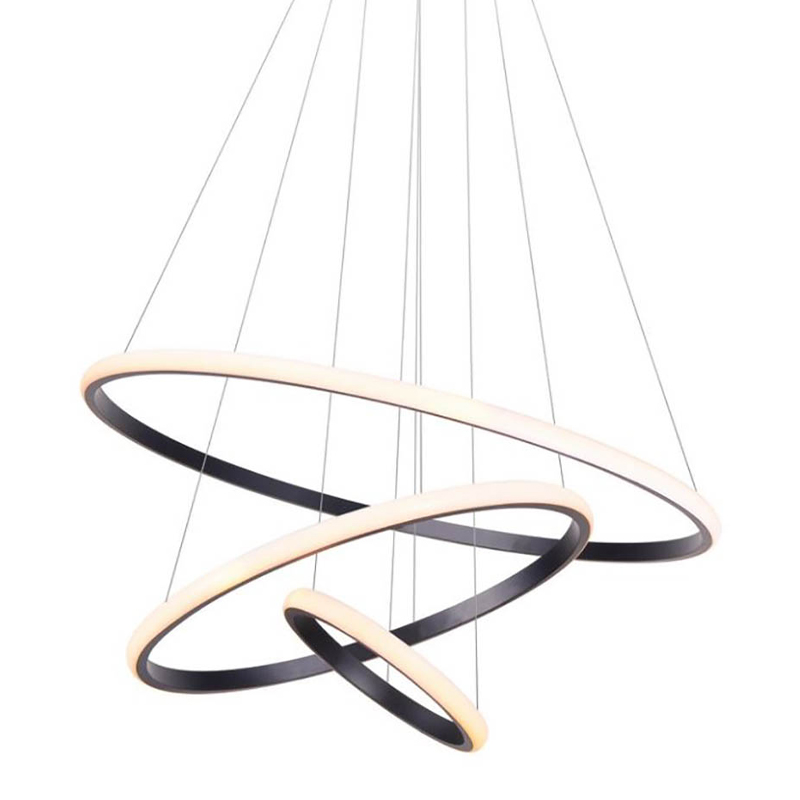 Люстра Ring Horizontal Trio black 60+40+20 Черный Белый Люстра Ring Horizontal Trio black 60+40+20 Черный Белый в Костроме | Loft Concept