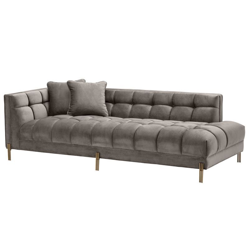 Кушетка Eichholtz Lounge Sofa Sienna Left Серый Матовая латунь Кушетка Eichholtz Lounge Sofa Sienna Left Серый Матовая латунь в Костроме | Loft Concept