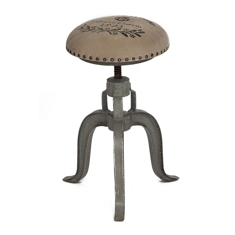 Барный стул Antique Metal Bar Stool Серый Бежево-серый Барный стул Antique Metal Bar Stool Серый Бежево-серый в Костроме | Loft Concept