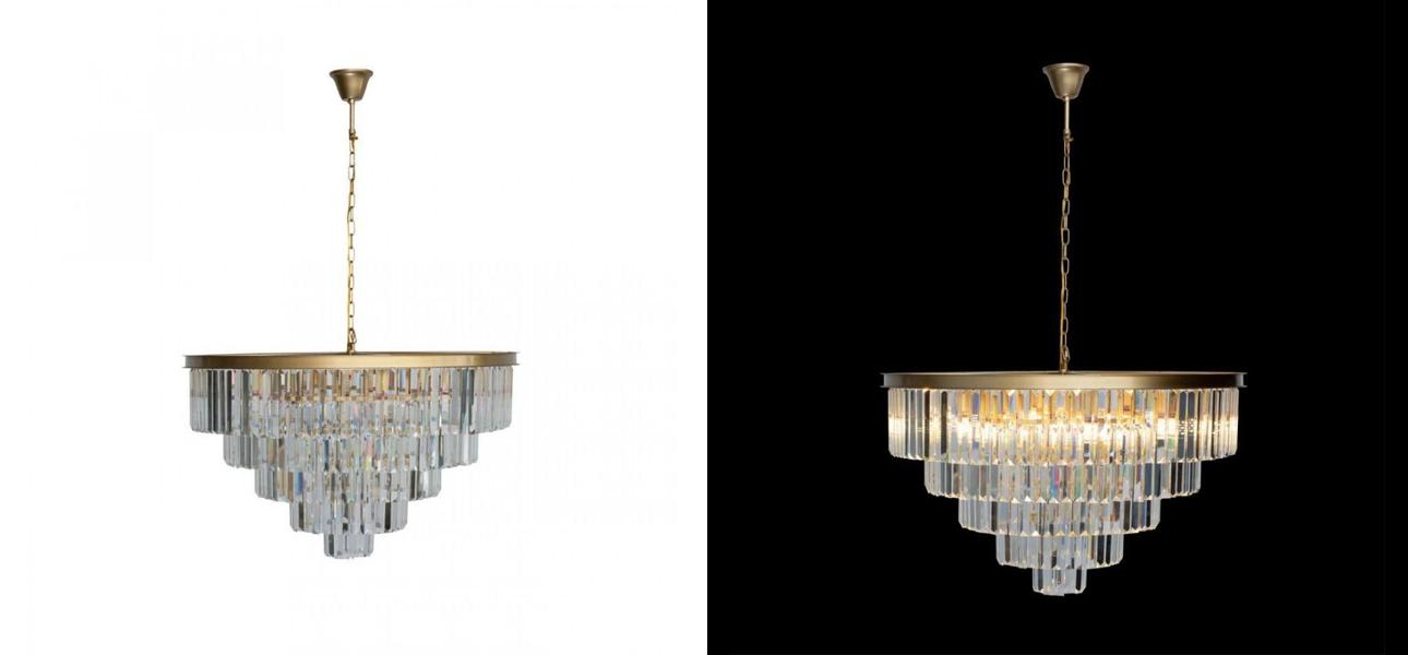 Круглая Люстра Odeon GOLD iron Five Layers Прозрачное Стекло диаметр 80 см - фото №1