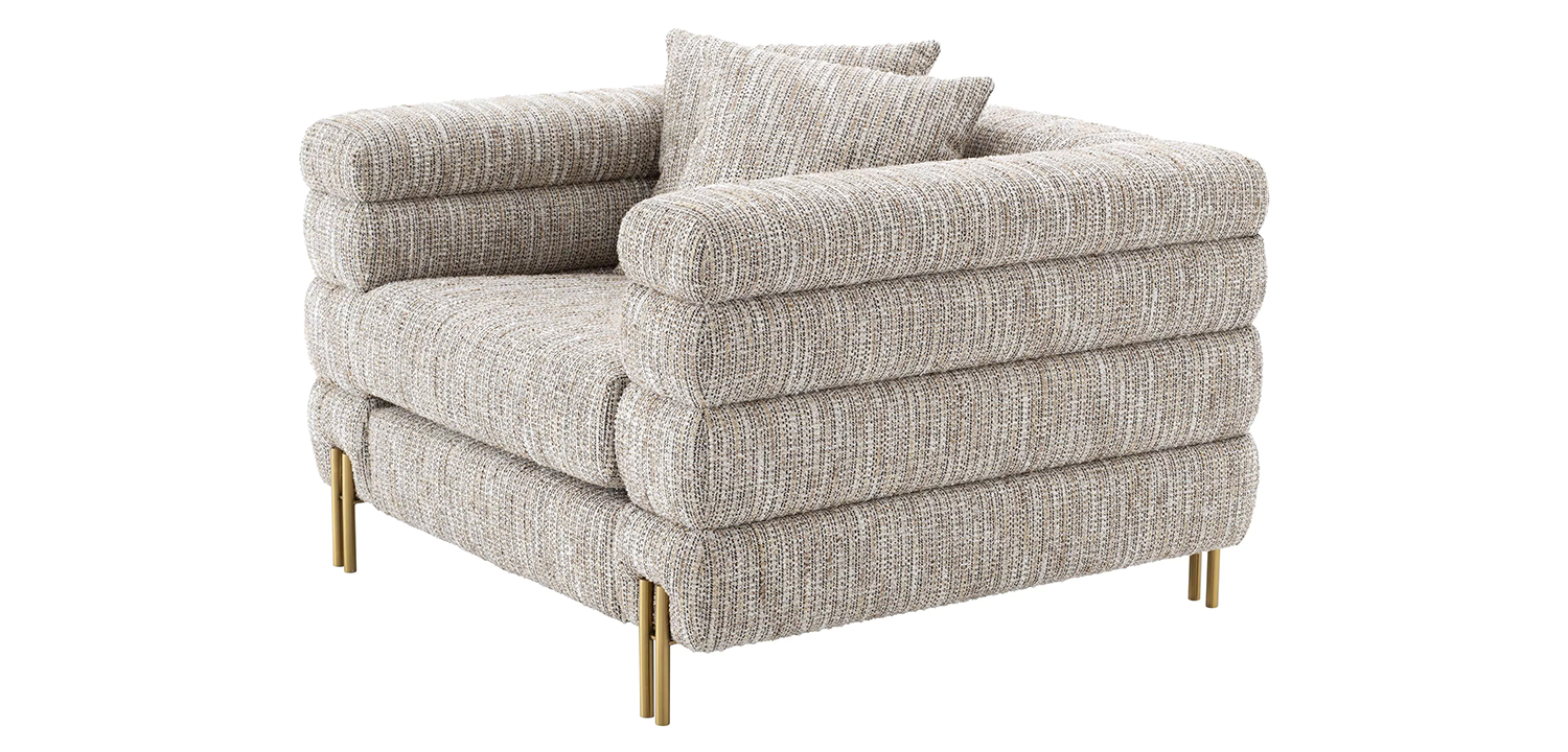 Кресло Eichholtz Chair York Бежево-серый Латунь - фото №2