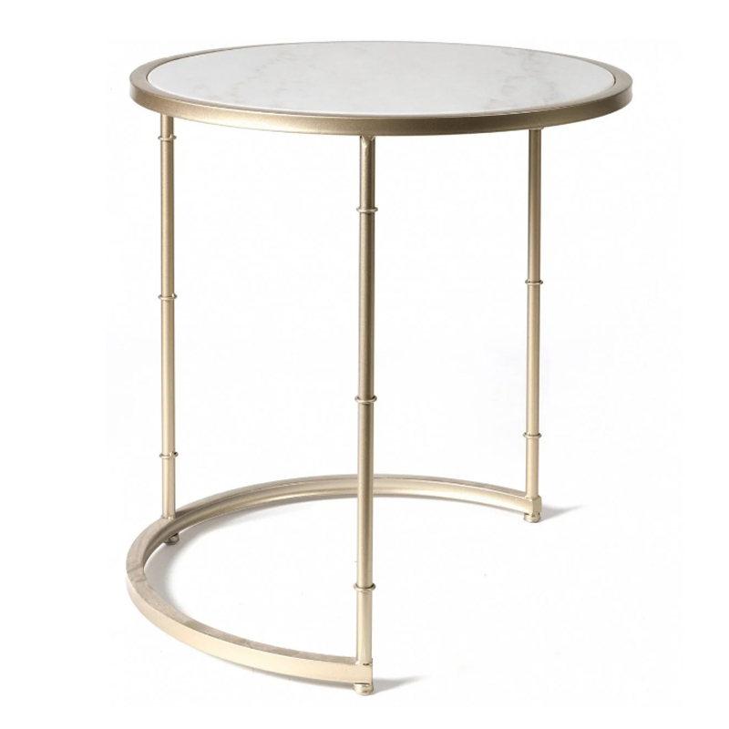 Приставной стол Marble Top Белый Мрамор Bianco матовое золото Приставной стол Marble Top Белый Мрамор Bianco матовое золото в Костроме | Loft Concept