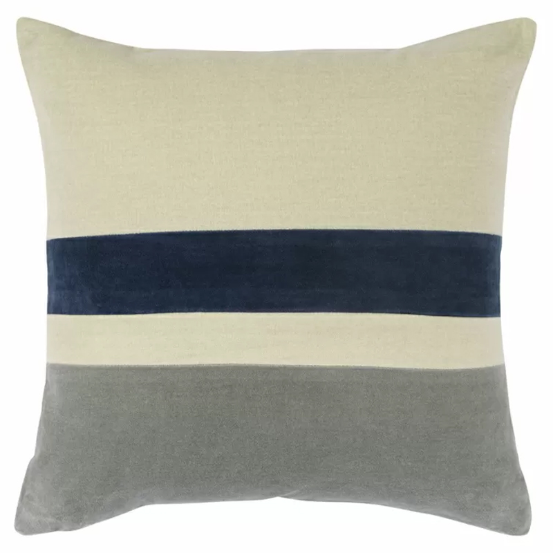 Чехол на подушку с геометрическим рисунком Elan Stripe Pillow Бежевый Темно-синий Серый Чехол на подушку с геометрическим рисунком Elan Stripe Pillow Бежевый Темно-синий Серый в Костроме | Loft Concept