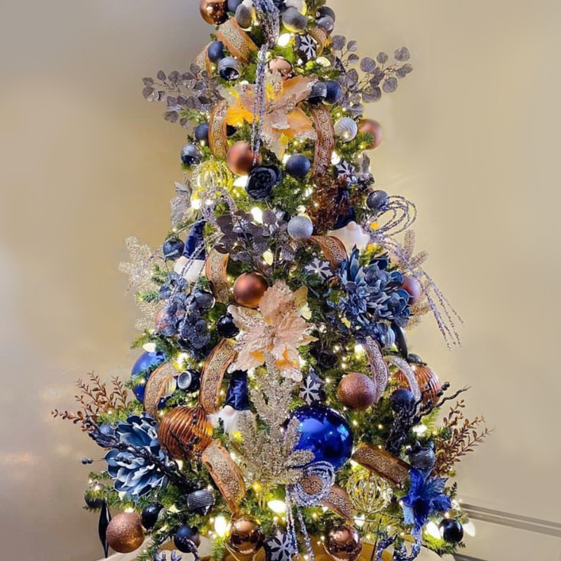 Дизайнерская Ель Синие Цветы Christmas tree Blue flowers Синий Золотой Серебряный Дизайнерская Ель Синие Цветы Christmas tree Blue flowers Синий Золотой Серебряный в Костроме | Loft Concept