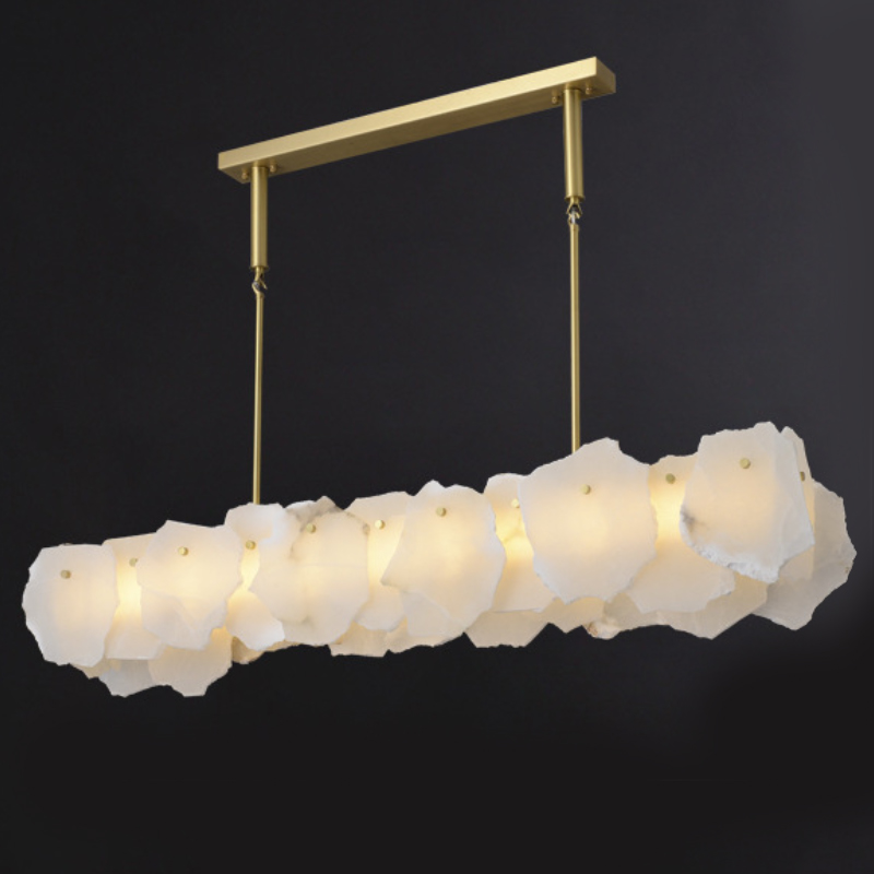 Люстра Lucretia Marble Rectangular Chandelier Латунь Белый Мрамор Bianco Люстра Lucretia Marble Rectangular Chandelier Латунь Белый Мрамор Bianco в Костроме | Loft Concept