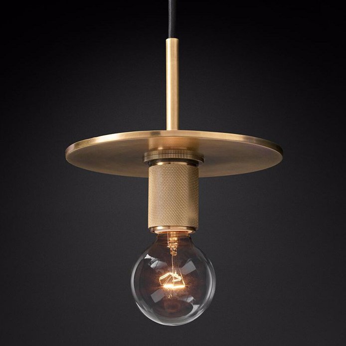 Подвесной светильник RH Utilitaire Disk Shade Pendant Brass Латунь Прозрачное Стекло Подвесной светильник RH Utilitaire Disk Shade Pendant Brass Латунь Прозрачное Стекло в Костроме | Loft Concept