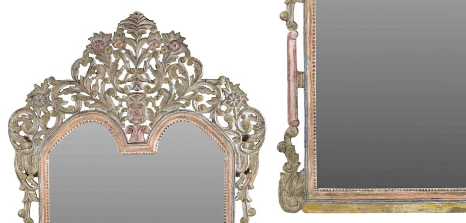 Зеркало из массива тика с растительным орнаментом Зеркало из массива тика с растительным орнаментом - Loft-Concept в Костроме