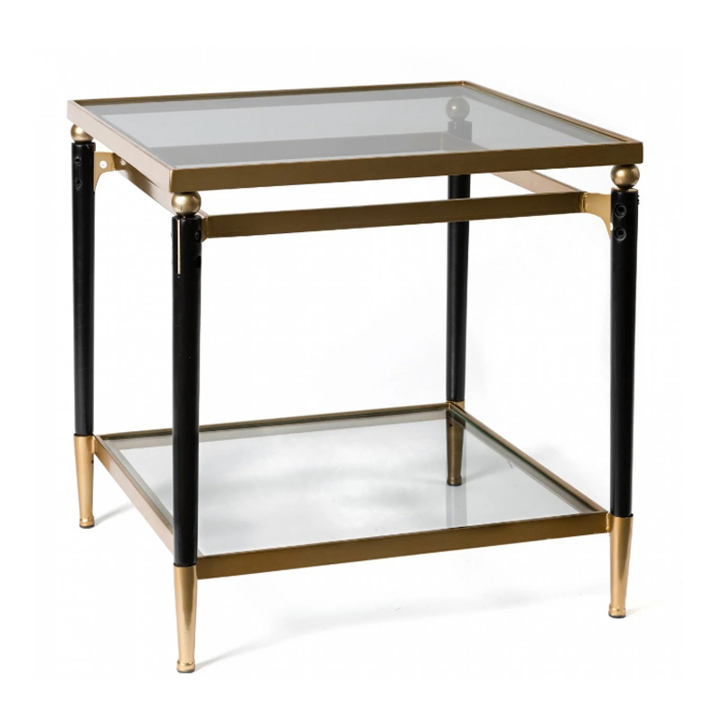 Приставной столик Black & Gold Table two-tier Черный матовое золото Приставной столик Black & Gold Table two-tier Черный матовое золото в Костроме | Loft Concept