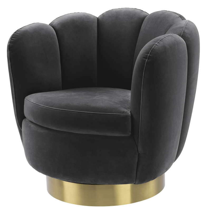 Кресло Eichholtz Swivel Chair Mirage dark grey Серый Матовая латунь Кресло Eichholtz Swivel Chair Mirage dark grey Серый Матовая латунь в Костроме | Loft Concept
