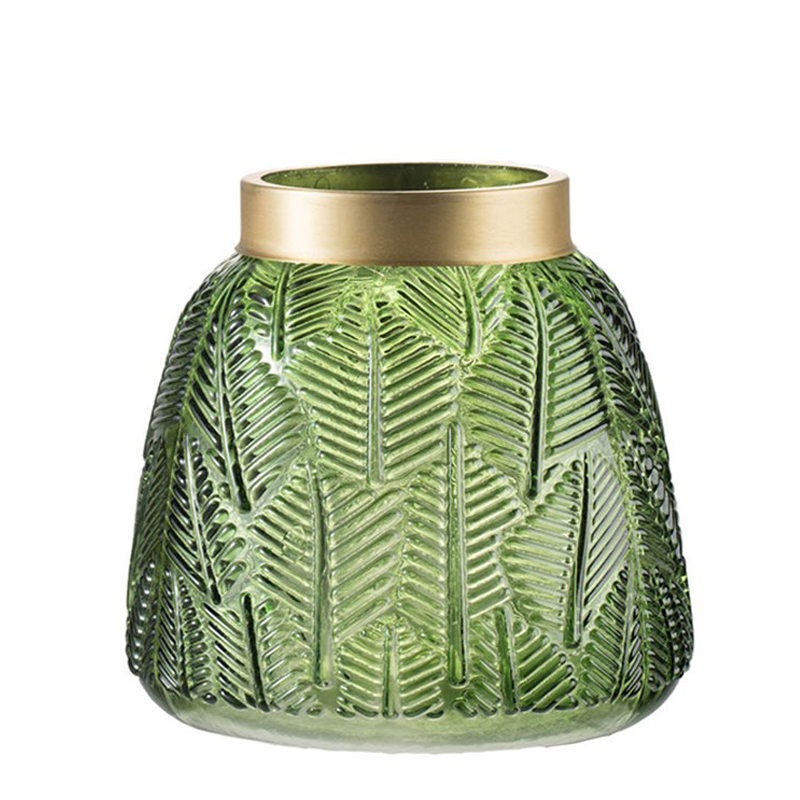 Ваза Green Vase Golden Throat Золотой Прозрачный зеленый Ваза Green Vase Golden Throat Золотой Прозрачный зеленый в Костроме | Loft Concept