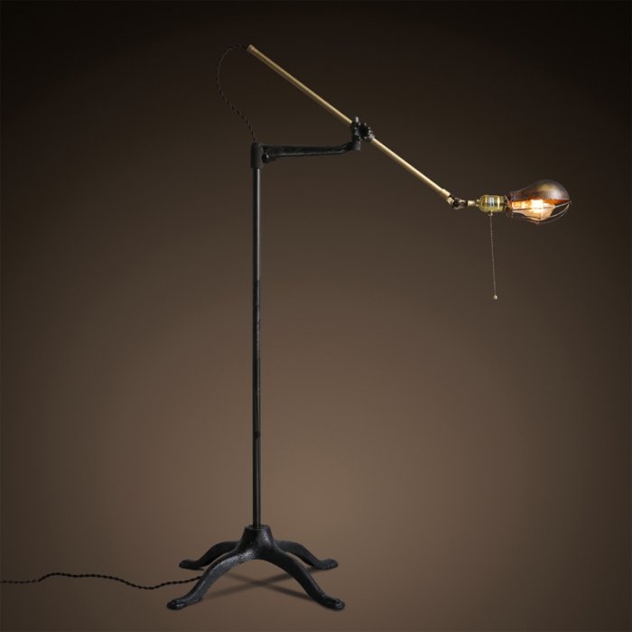Напольный светильник Steampunk Extension Pole Floor Латунь Черный Напольный светильник Steampunk Extension Pole Floor Латунь Черный в Костроме | Loft Concept