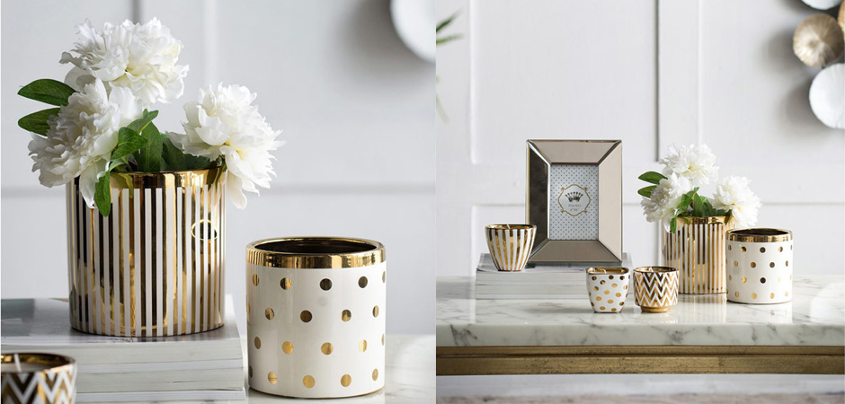 Ваза Gold & White Stripes Ваза Gold & White Stripes - Loft-Concept в Костроме
