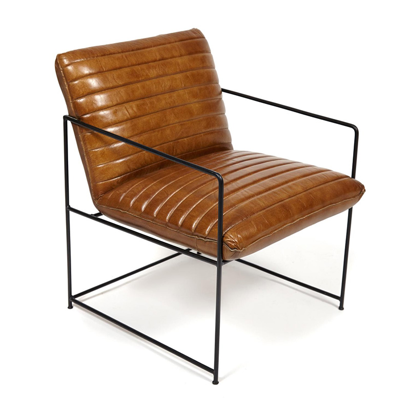 Кресло Industrial Frame buffalo leather armchair Черный Коричневый Кресло Industrial Frame buffalo leather armchair Черный Коричневый в Костроме | Loft Concept