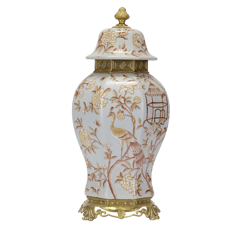 Ваза Golden Peacock Vase Золотой Белый Ваза Golden Peacock Vase Золотой Белый в Костроме | Loft Concept