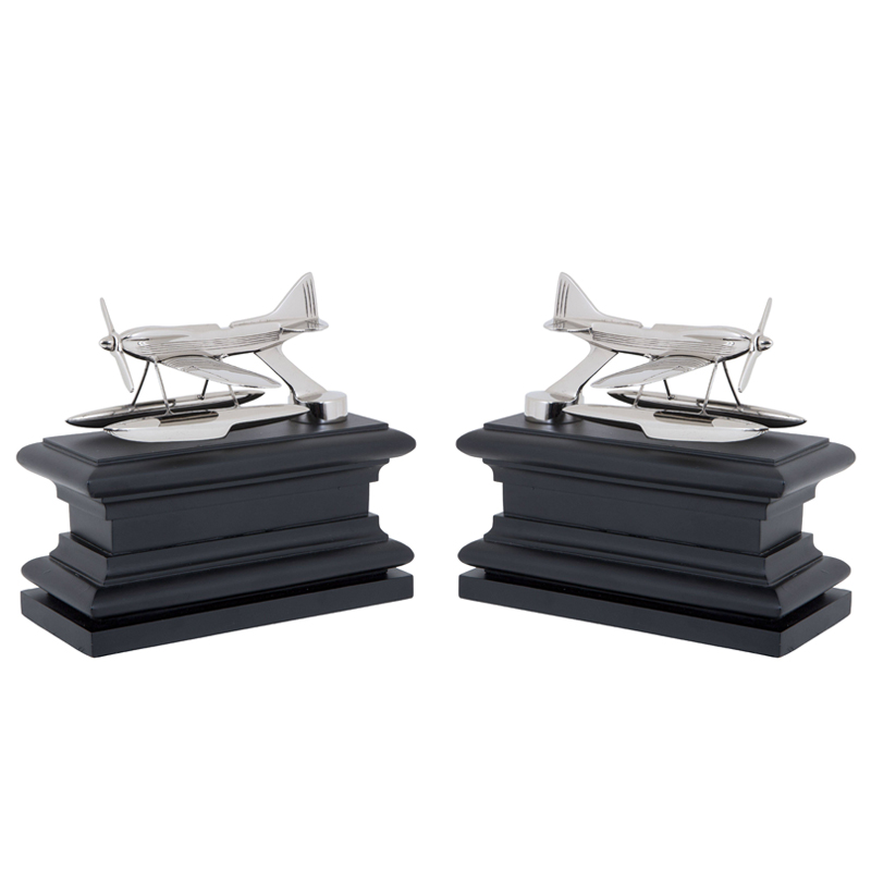 Держатель для книг Eichholtz Bookend Hydroplane set of 2 Nickel Никель Черный Держатель для книг Eichholtz Bookend Hydroplane set of 2 Nickel Никель Черный в Костроме | Loft Concept