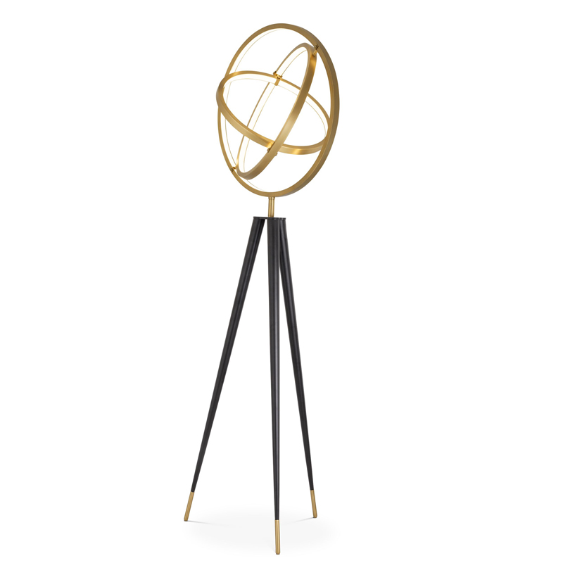 Торшер Eichholtz Floor Lamp Cassini Латунь Античная полированная Черный Торшер Eichholtz Floor Lamp Cassini Латунь Античная полированная Черный в Костроме | Loft Concept