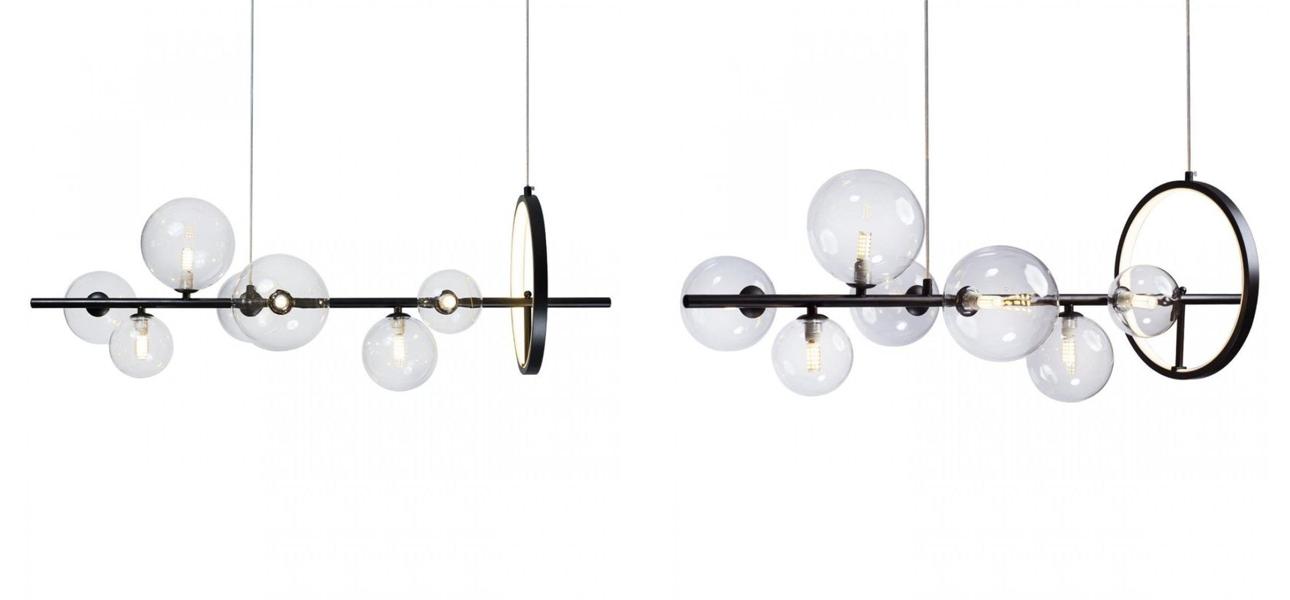 Линейная Светодиодная люстра Прозрачное Стекло IONA Сhandelier 90 см - фото