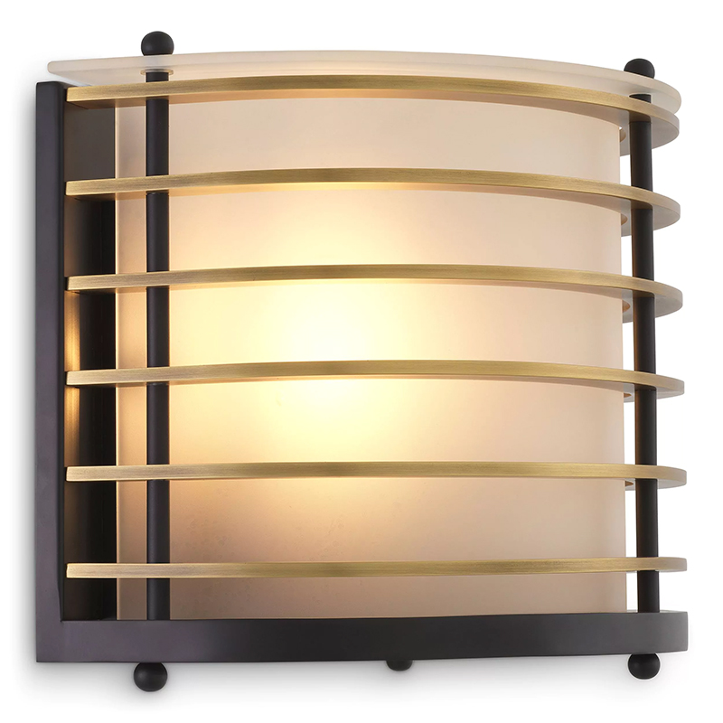 Бра Eichholtz Wall Lamp Logan Черный Латунь Белое матовое стекло Бра Eichholtz Wall Lamp Logan Черный Латунь Белое матовое стекло в Костроме | Loft Concept