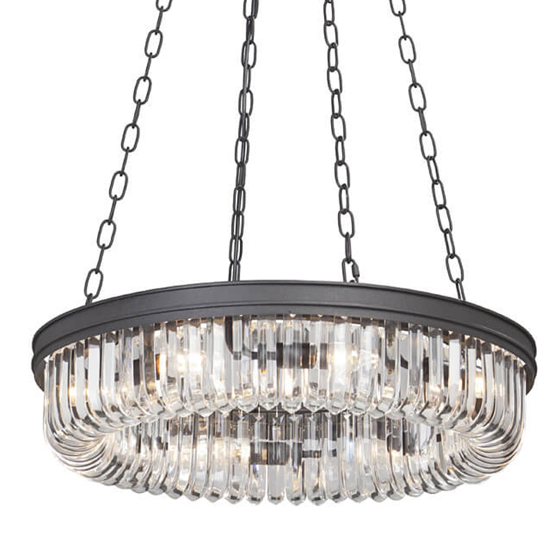 Люстра Retro Frozen Clear Glass Chandelier D 62 Черный Люстра Retro Frozen Clear Glass Chandelier D 62 Черный в Костроме | Loft Concept