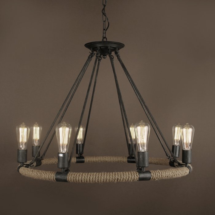 Люстра Round Tube Loft Rope Light Черный Люстра Round Tube Loft Rope Light Черный в Костроме | Loft Concept