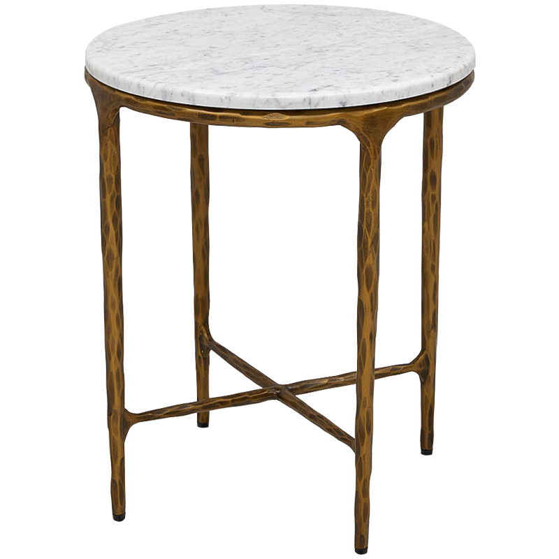 Приставной стол круглый с мраморной столешницей Randy Marble Round Coffee Table Белый Мрамор Bianco Золотой Приставной стол круглый с мраморной столешницей Randy Marble Round Coffee Table Белый Мрамор Bianco Золотой в Костроме | Loft Concept