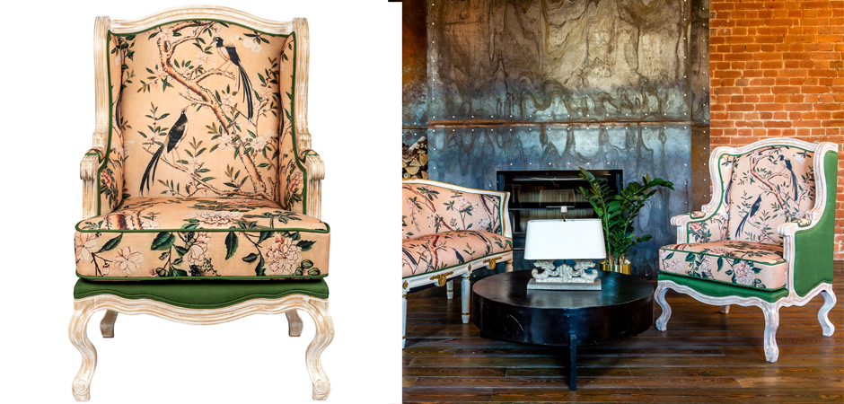 Кресло Beige and Green Chinoiserie Armchair Кресло Beige and Green Chinoiserie Armchair - Loft-Concept в Костроме