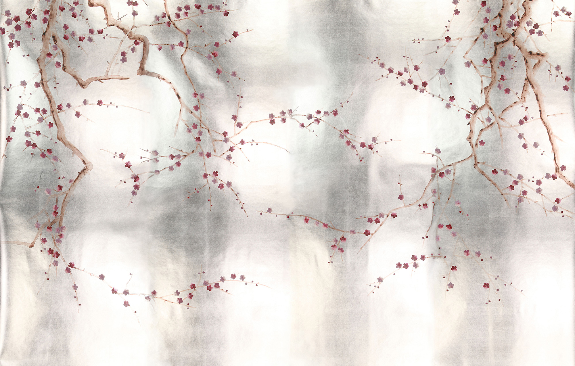 Обои ручная роспись Plum Blossom Blossom on Tarnished Silver gilded paper Обои ручная роспись Plum Blossom Blossom on Tarnished Silver gilded paper - постер Loft-Concept в Костроме