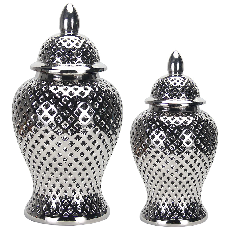 Ваза с крышкой Ceramic Silver Vase Серебряный Ваза с крышкой Ceramic Silver Vase Серебряный в Костроме | Loft Concept