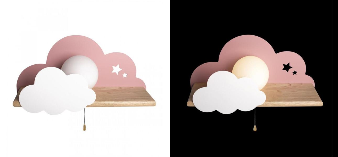 Бра с деревянной полкой розовое Облако Wall Lamp Pink Cloud - фото №2