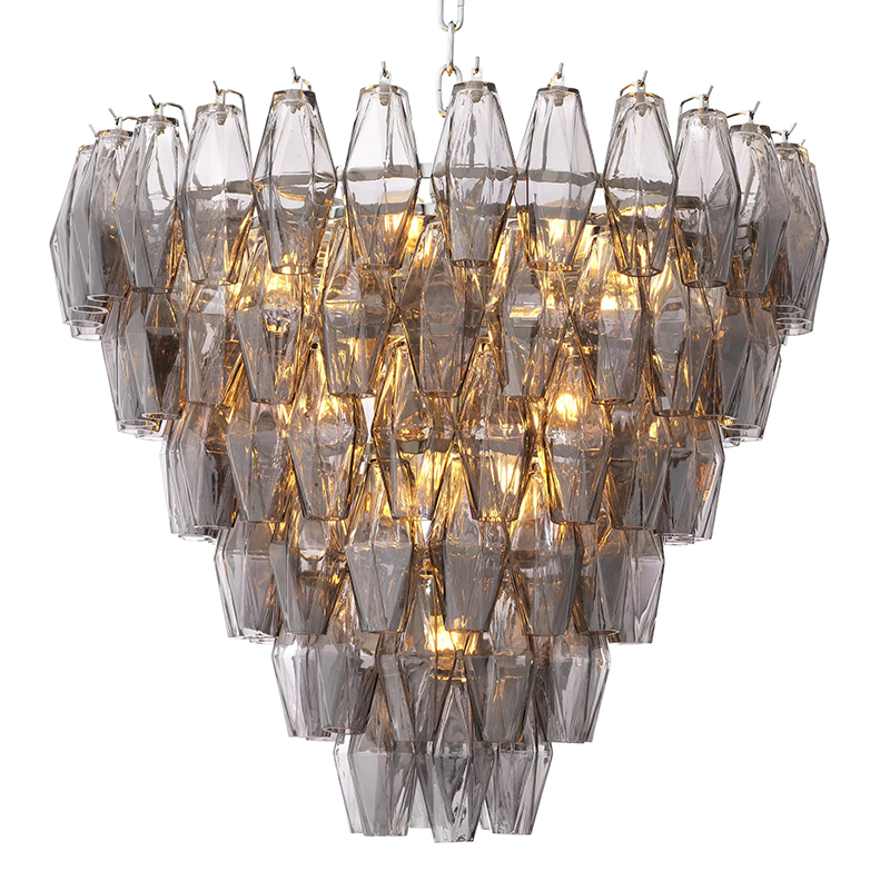 Люстра Eichholtz Chandelier Benini S Никель Стекло Смок Люстра Eichholtz Chandelier Benini S Никель Стекло Смок в Костроме | Loft Concept