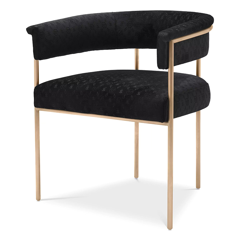 Стул Philipp Plein Dining Chair Monogram Чёрный Черный Золотой Стул Philipp Plein Dining Chair Monogram Чёрный Черный Золотой в Костроме | Loft Concept