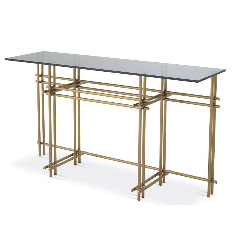 Консоль Eichholtz CONSOLE TABLE QUINN Латунь Стекло Смок Консоль Eichholtz CONSOLE TABLE QUINN Латунь Стекло Смок в Костроме | Loft Concept