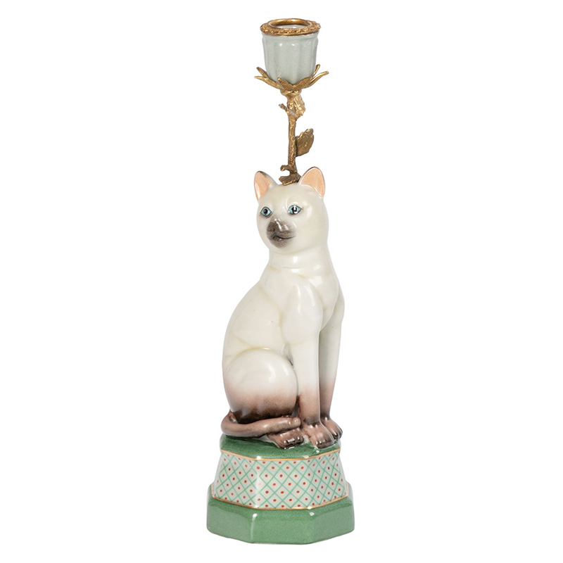 Подсвечник фигурка Кошка Candlestick cat Белый Мульти Подсвечник фигурка Кошка Candlestick cat Белый Мульти в Костроме | Loft Concept