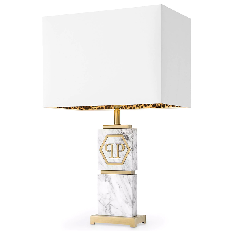 Настольная лампа Philipp Plein Table Lamp King Белый Мрамор Bianco Золотой Белый Настольная лампа Philipp Plein Table Lamp King Белый Мрамор Bianco Золотой Белый в Костроме | Loft Concept