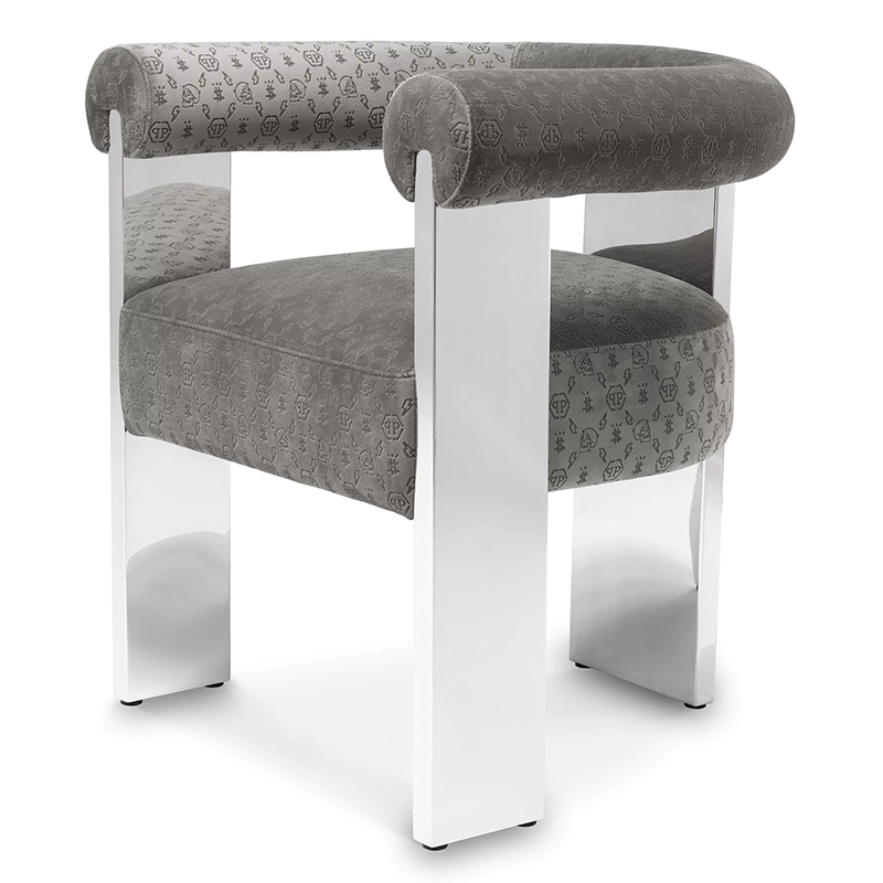 Стул Philipp Plein Dining Chair Icon Grey Серый Хром Стул Philipp Plein Dining Chair Icon Grey Серый Хром в Костроме | Loft Concept