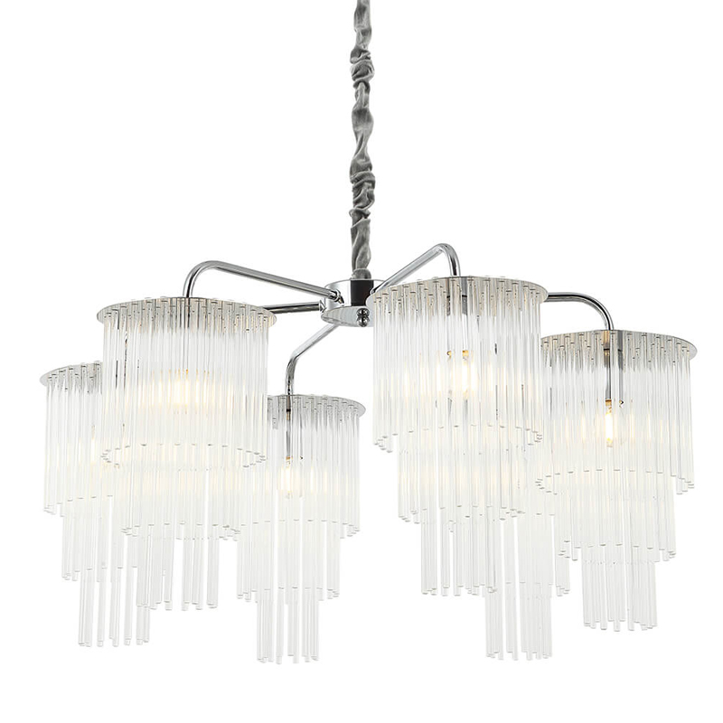 Люстра Harrison Chandelier chrome 6 lamp Хром Прозрачный Люстра Harrison Chandelier chrome 6 lamp Хром Прозрачный в Костроме | Loft Concept