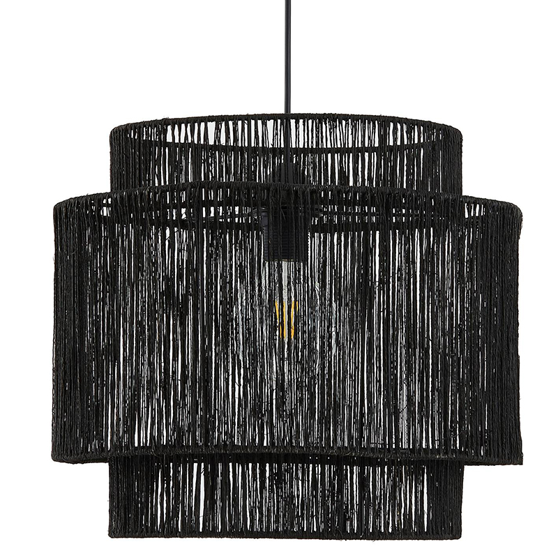 Подвесной светильник Signe Wicker Hemp Black Dual Черный Подвесной светильник Signe Wicker Hemp Black Dual Черный в Костроме | Loft Concept