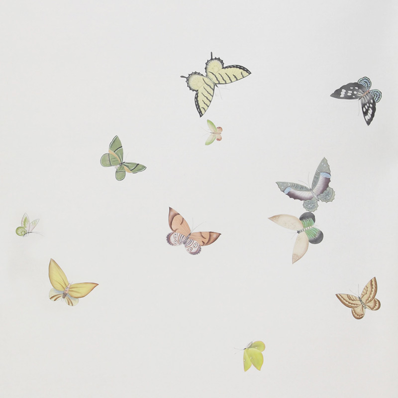 Обои ручная роспись Butterflies Emerald on Natural Mica metallic silk Обои ручная роспись Butterflies Emerald on Natural Mica metallic silk в Костроме | Loft Concept