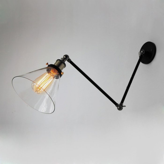Бра Gloce Cone Shade Loft Industrial Glass Черный Бра Gloce Cone Shade Loft Industrial Glass Черный в Костроме | Loft Concept