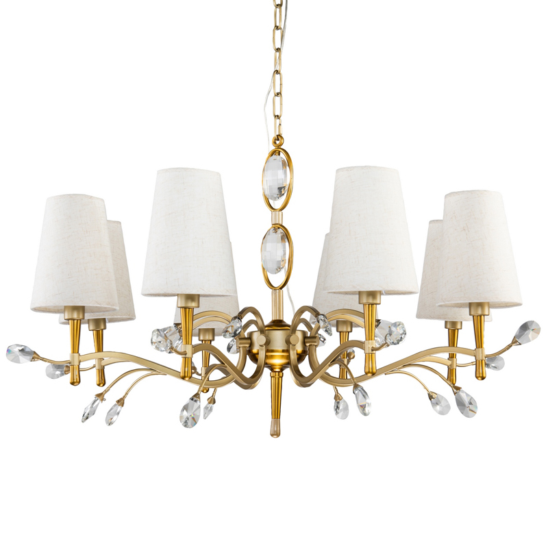 Люстра Desiree Chandelier 84 Латунь матовое золото Белый Прозрачный Люстра Desiree Chandelier 84 Латунь матовое золото Белый Прозрачный в Костроме | Loft Concept