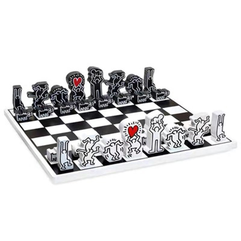 Деревянный шахматный набор Keith Haring Chess Set Белый Черный Красный Деревянный шахматный набор Keith Haring Chess Set Белый Черный Красный в Костроме | Loft Concept