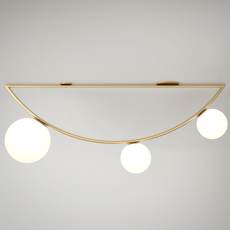 Потолочный светильник Atelier Areti Girlande Ceiling Crescent 3 Латунь Белый Потолочный светильник Atelier Areti Girlande Ceiling Crescent 3 Латунь Белый в Костроме | Loft Concept