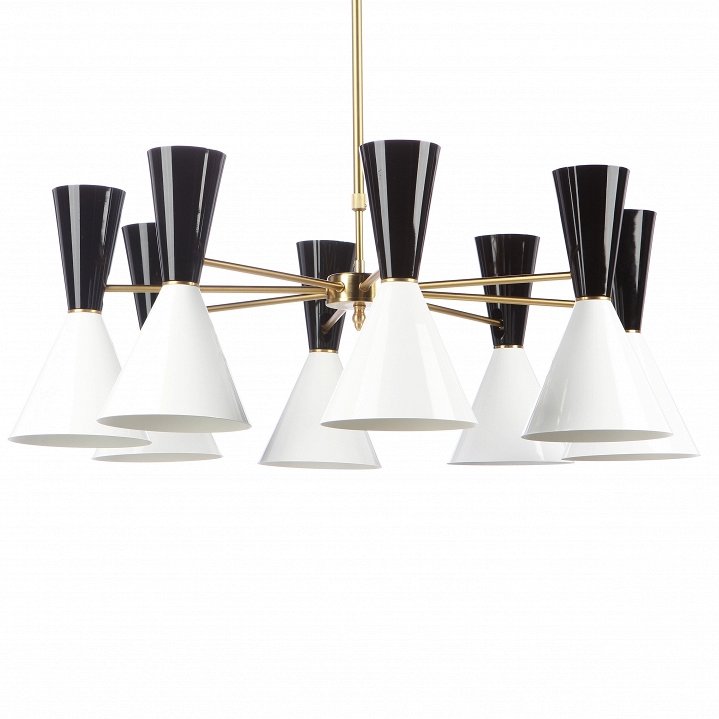 Люстра CAIRO Chandelier 8 Arm black and white Черный Белый Латунь Люстра CAIRO Chandelier 8 Arm black and white Черный Белый Латунь в Костроме | Loft Concept